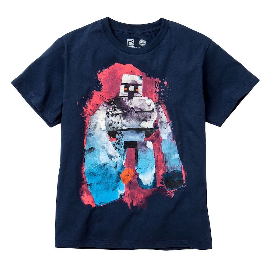 8 20 Minecraft Iron Golem Blue Navy Shirt