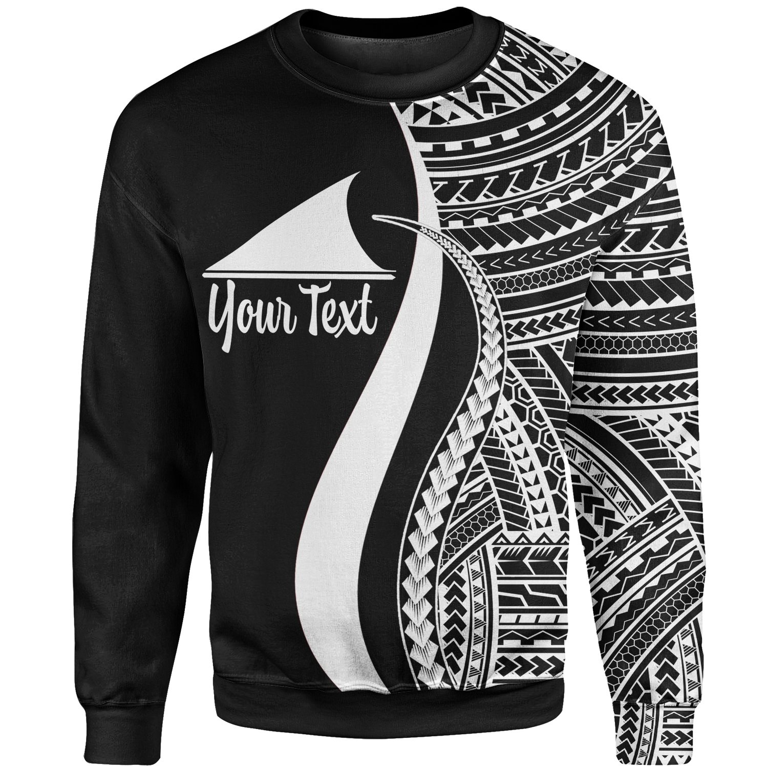 Tokelau Custom Personalised Sweatshirt – White Polynesian Tentacle Tribal Pattern – BN11