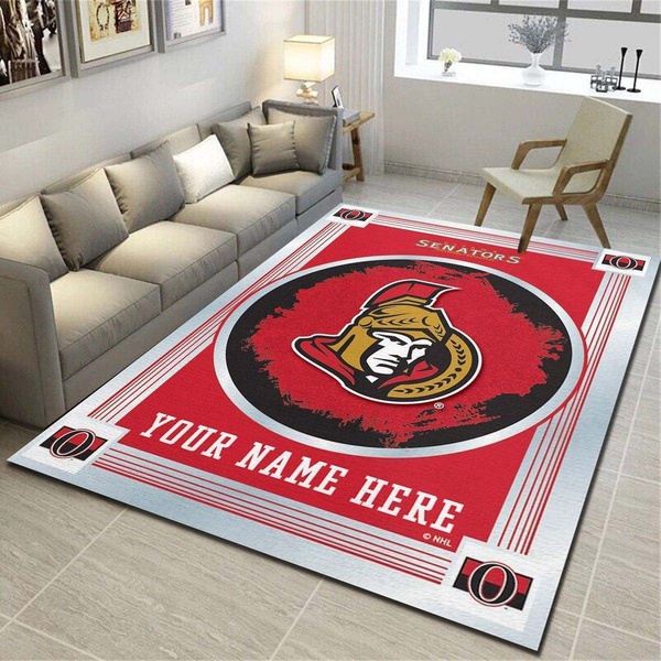 Ottawa Senators logo Personalized Rug, Living Room Carpet, Customized Floor Decor