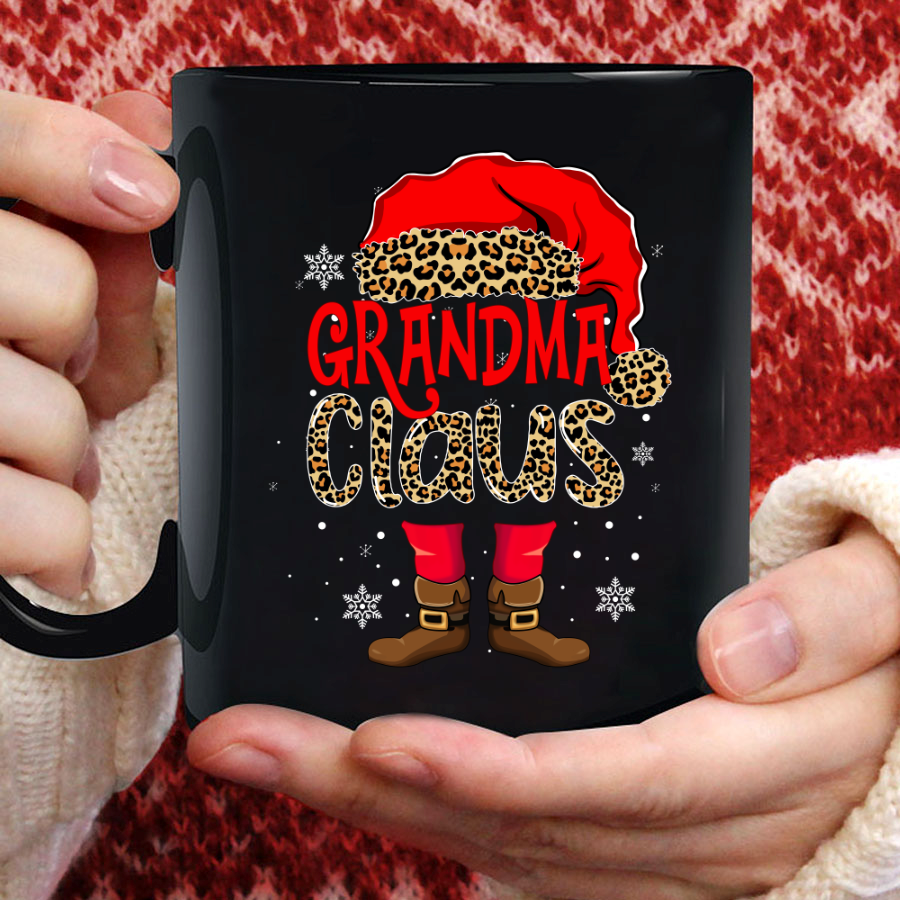 Grandma Claus Leopard Christmas Mug