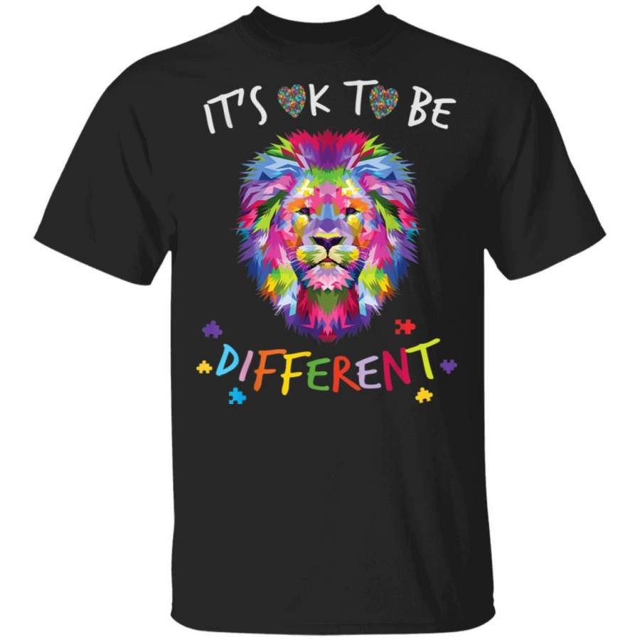 Autism Awareness It’s OK to be different Colorful Lion unisex T-shirt full size