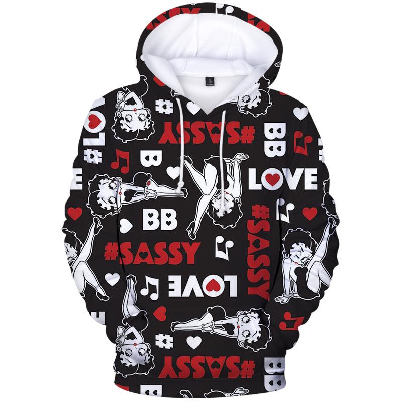 3D Print Betty BOOP Hoodie Sweatshirts – Fashion Pullover Streetwear