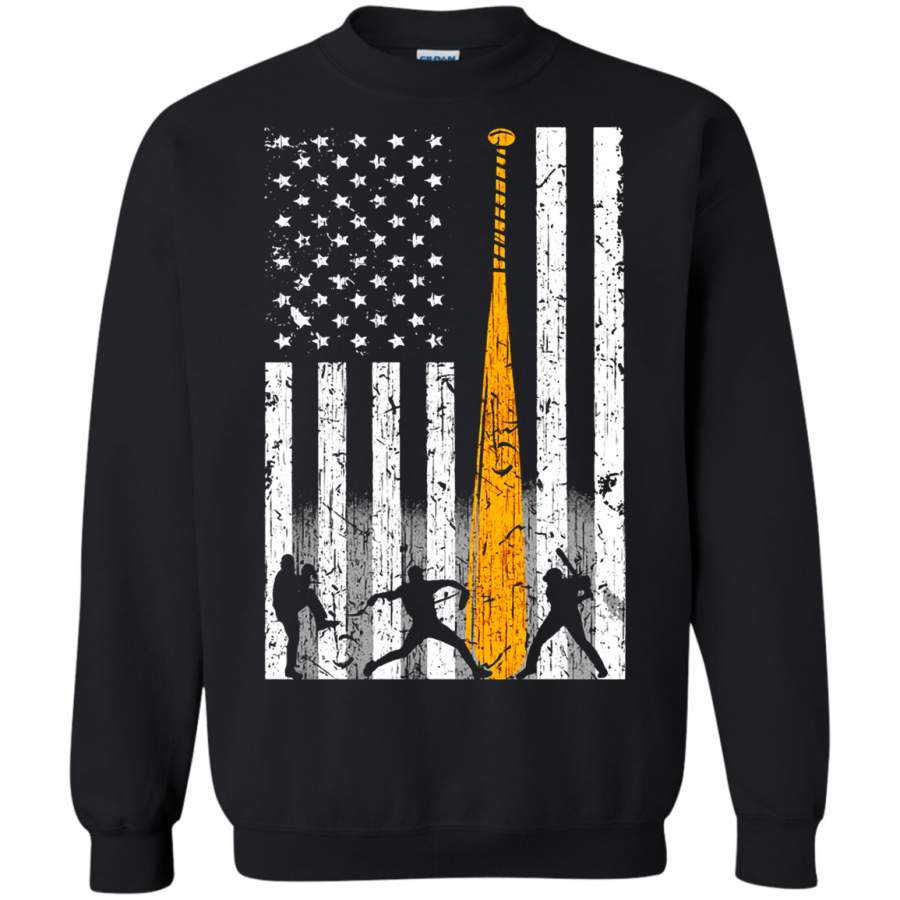 AGR Pitcher, Catcher And Batter American Flag 4th Of July Baseball Sweatshirt