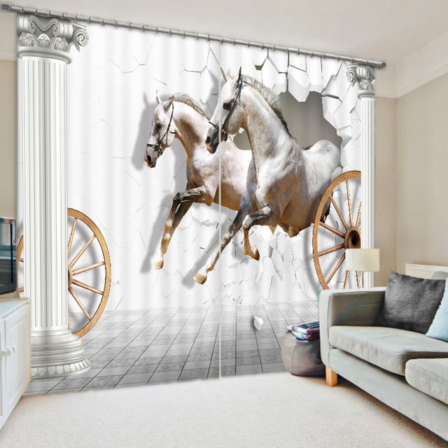 All Kinds Of Horse 3D Fabric Curtains