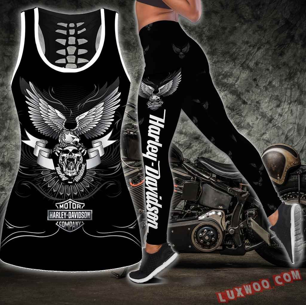 Combo Harley Davidson Hollow Tanktop Legging Set Outfit S1035