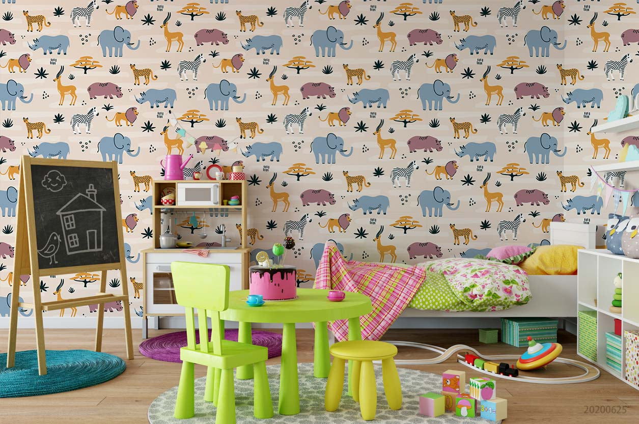 3D Cartoon Animal Pattern Wall Mural Wallpaper A330 Lqh