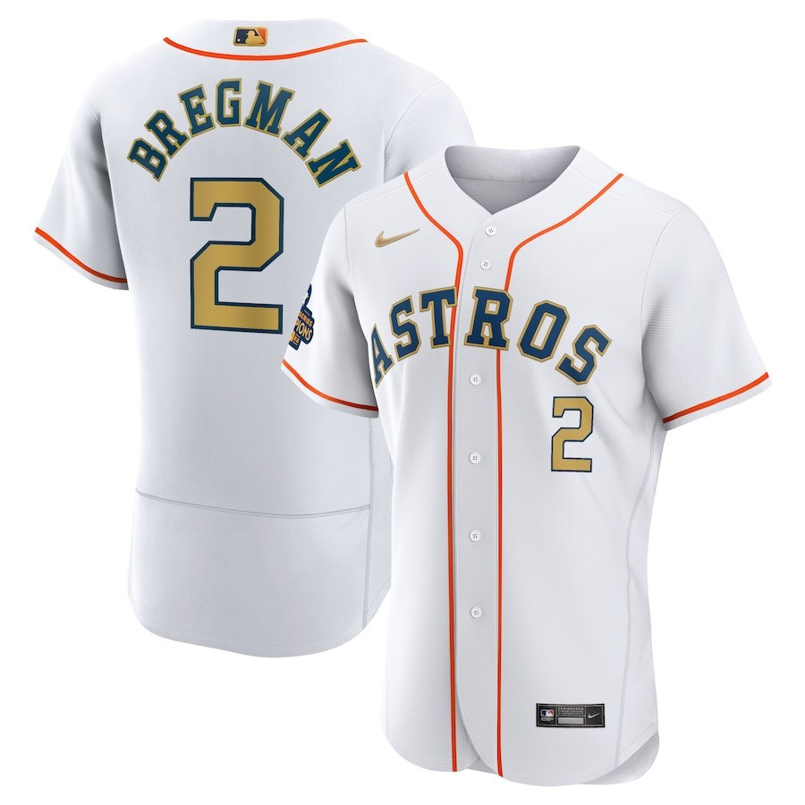 Alex Bregman 2 Houston Astros 2023 Gold Collection Player Elite Jersey – White