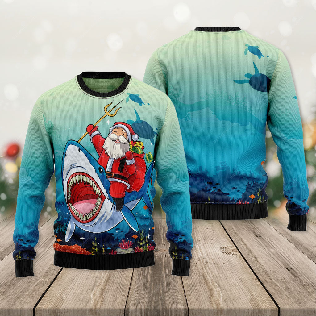 Shark Ugly Christmas Sweater, Santa And Shark Ugly Christmas Sweater 3D, Presents For Christmas