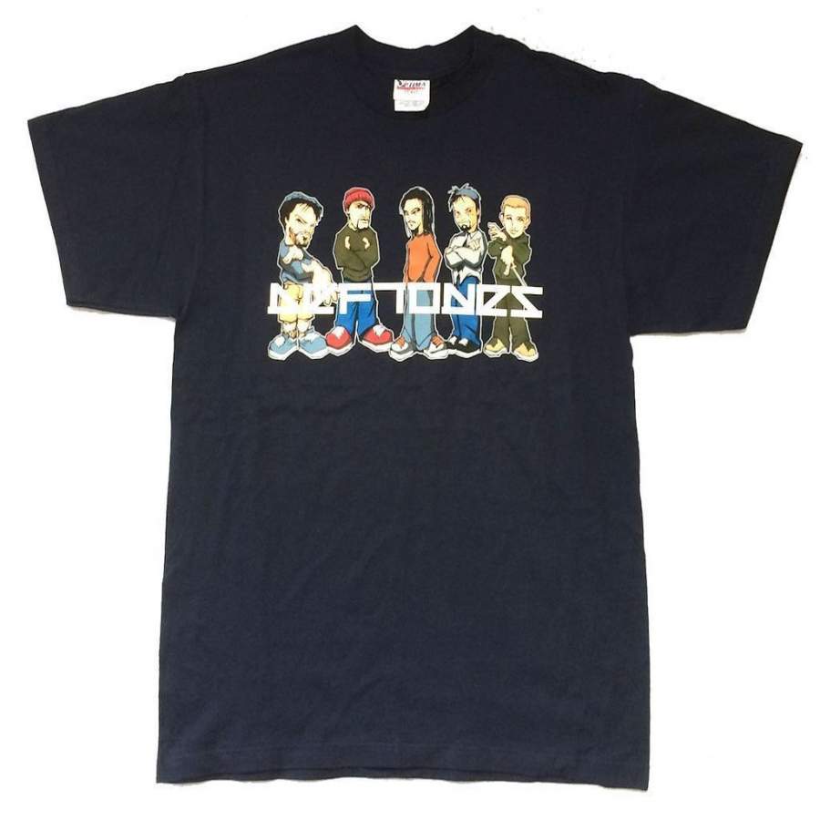 Deftones Deftoons Cartoon Band Image Blue T-Shirt