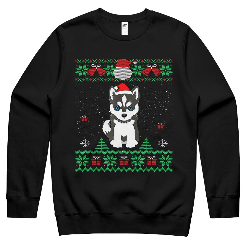 Siberian Husky Dog Lover Ugly Christmas Sweater Puppy Lover Crewneck Sweatshirt