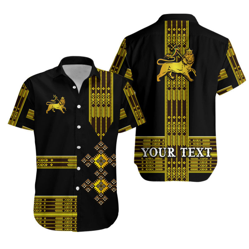 (Custom Personalised) Ethiopia Hawaiian Shirt Ethiopian Lion Of Judah Simple Tibeb Style – Black Lt8