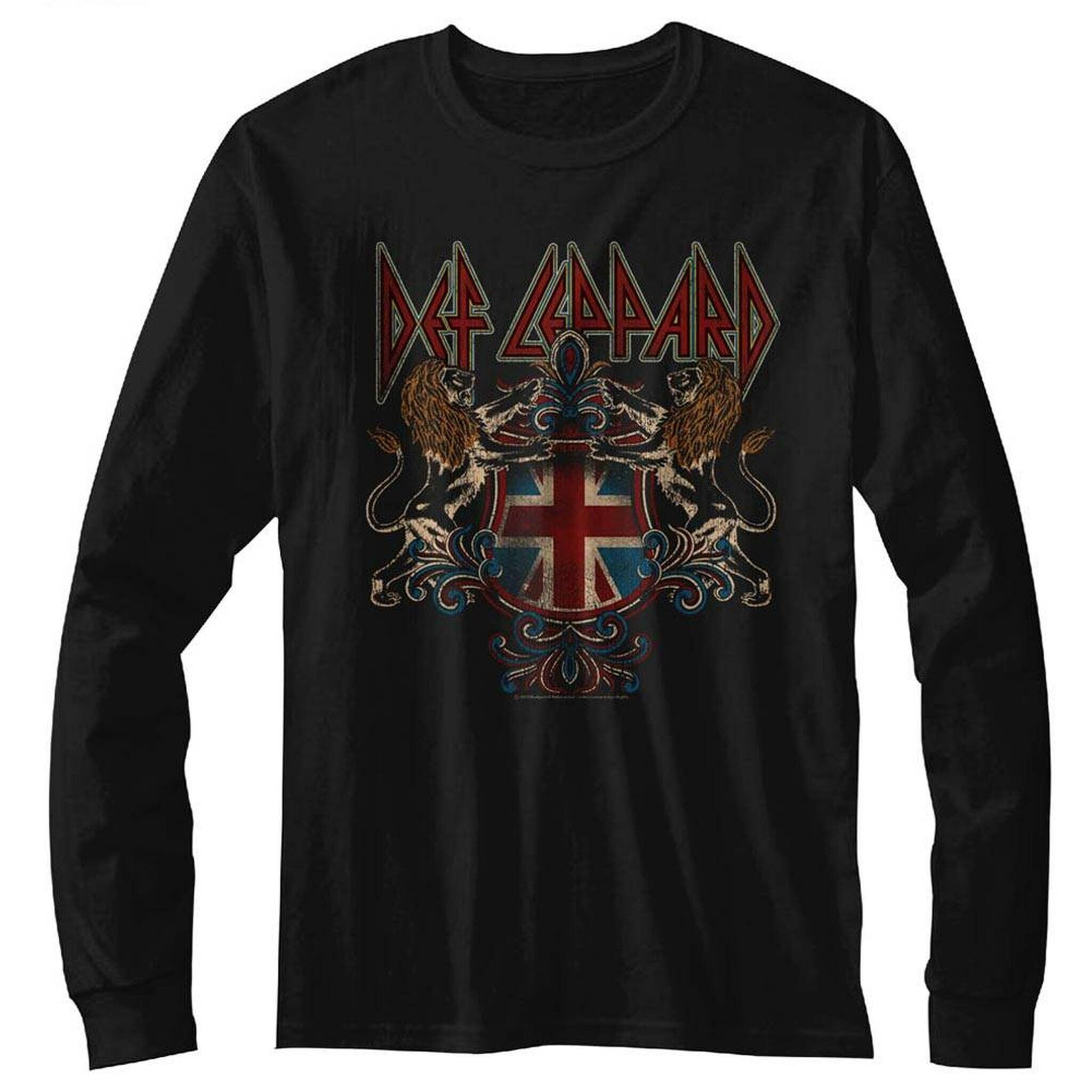 Def Leppard Def Crest Black Adult Long Sleeve T-Shirt