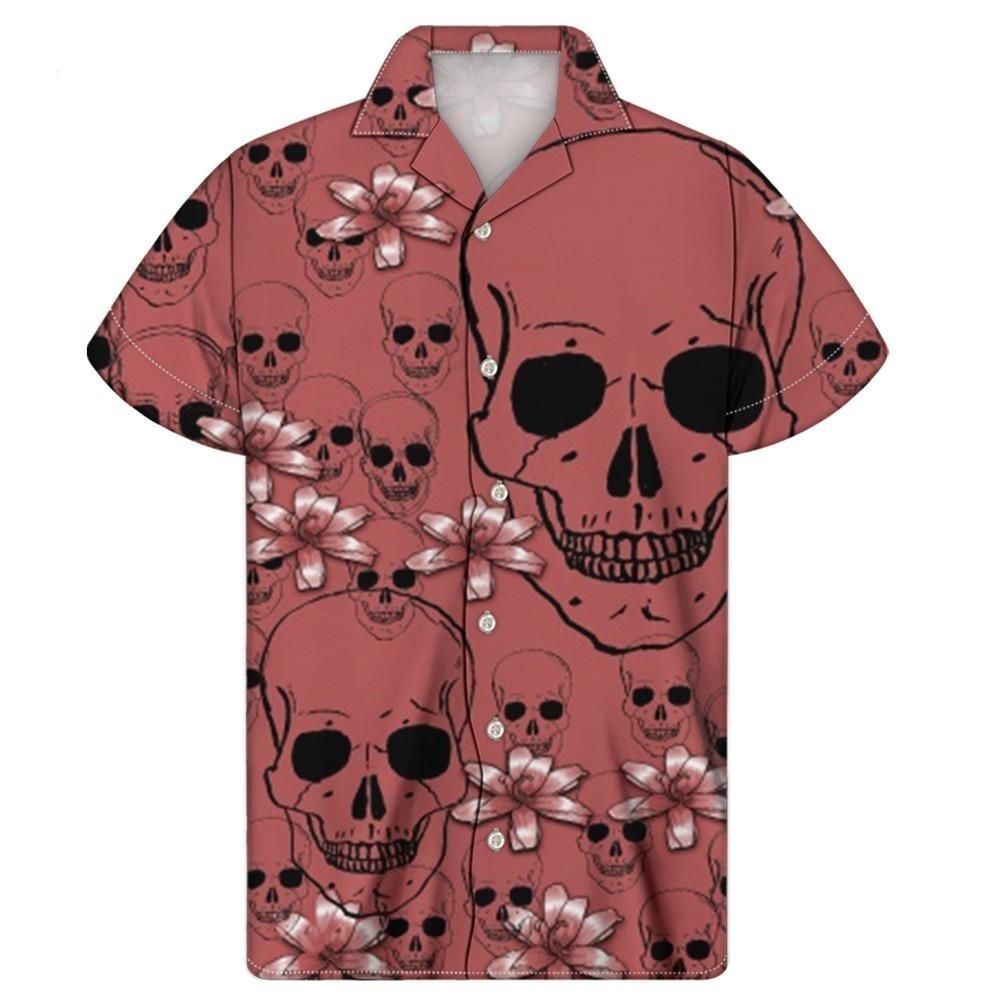 Skull Print Hawaii Style Colorful Sugar Skulls Shirt Ha30077