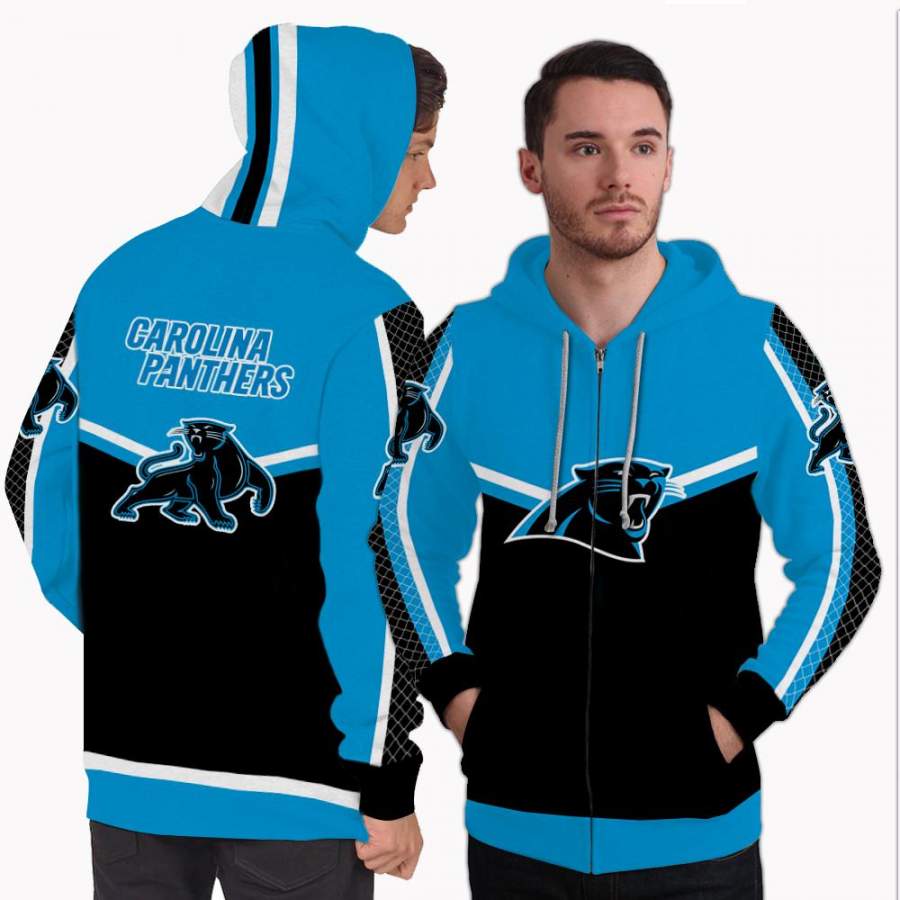 Fashion Gorgeous Fitting Carolina Panthers Zip Hoodie