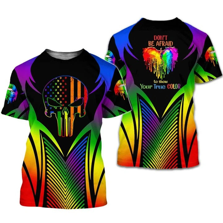 3D All Over Printed Lgbt Shirt For Pride Skull Pride Love Is Love 3D Tee Shirt, I Live To Make A Difference T Shirt 3D