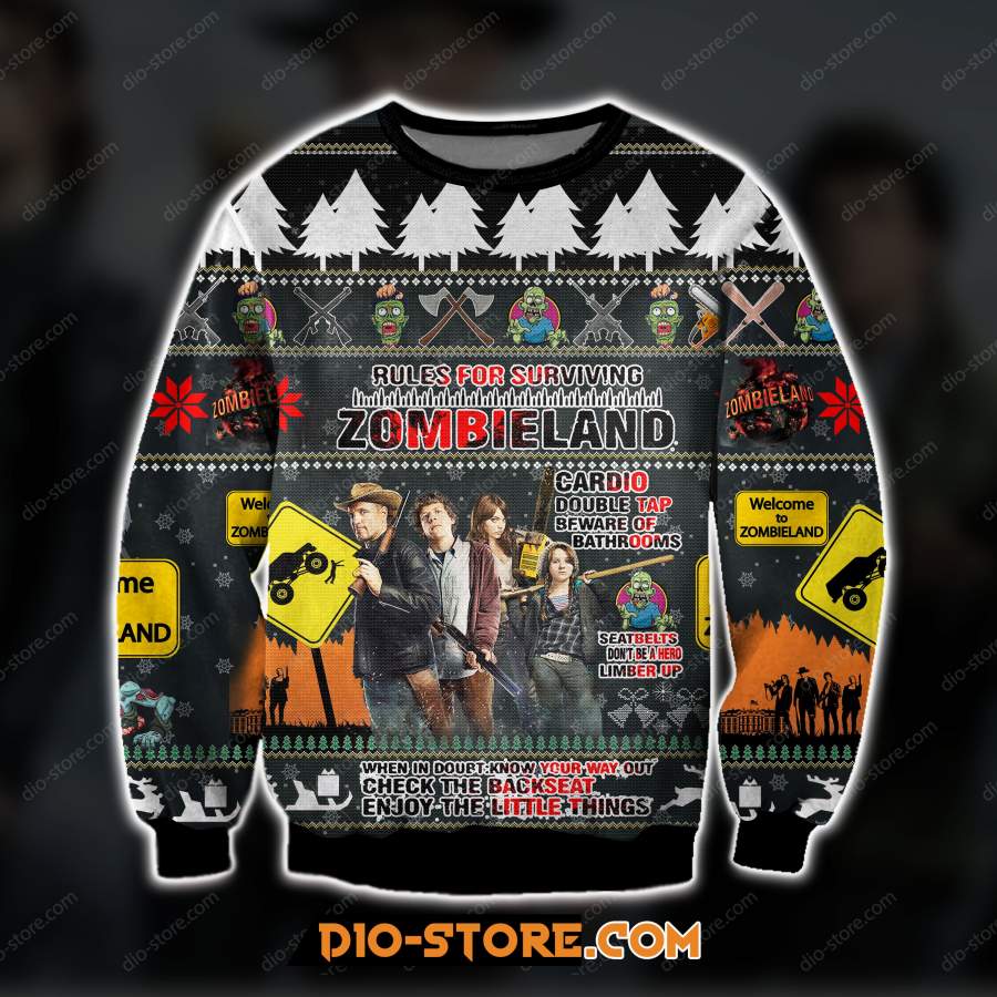 3D ALL OVER PRINT KNITTING PATTERN ZOMBIELAND UGLY CHRISTMAS SWEATER