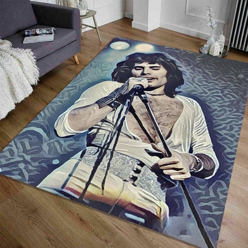 Freddie Mercury Queen Rock Band British Rock Band Formed In London Area Rug Living Room Rug Home Decor Floor Decor