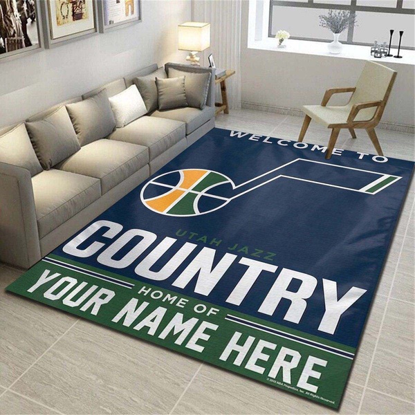 Utah Jazz Personalized Rug, Team Living Room Carpet, Customized Floor Decor