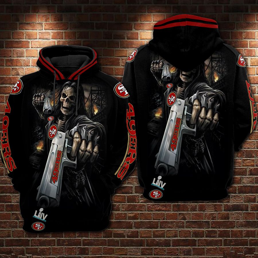 Death Skull Gun San Francisco 49Ers Super Bowl 1 Unisex 3D Hoodie Gift For Fans