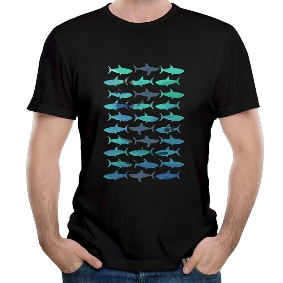 Shark Sea Utility T-Shirts Men’s Fashion Cotton T-shirt Sports T-shirt