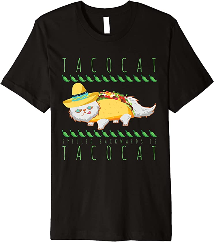 Tacocat Spelled Backward Is Tacocat Funny Mexican Cat Tacos Premium T-Shirt