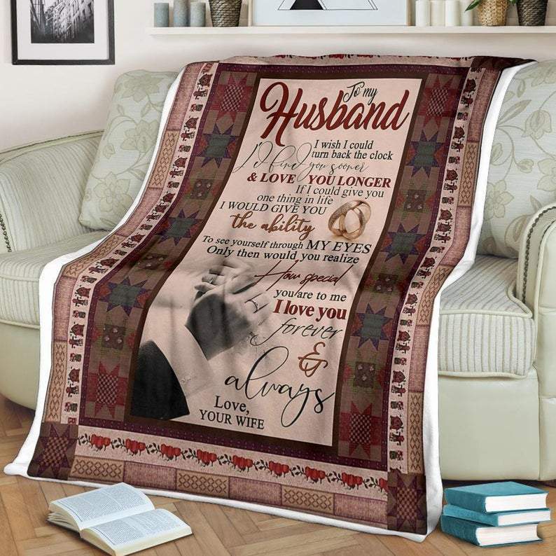 To My Husband I Will Love You Longer Fleece Blanket Gift For Family,Birthday,Couple,Husband,For Him Gift Home Decor Bedding Couch Sofa Soft And Comfy