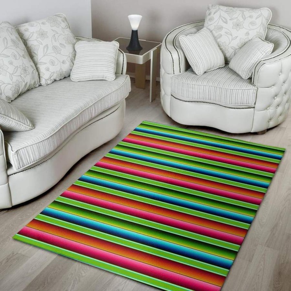 Green Baja Serape Area Rug