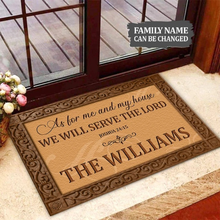 Welcome Rug, Personalized Family Doormat, As For Me And My House We Will Serve The Lord Doormat