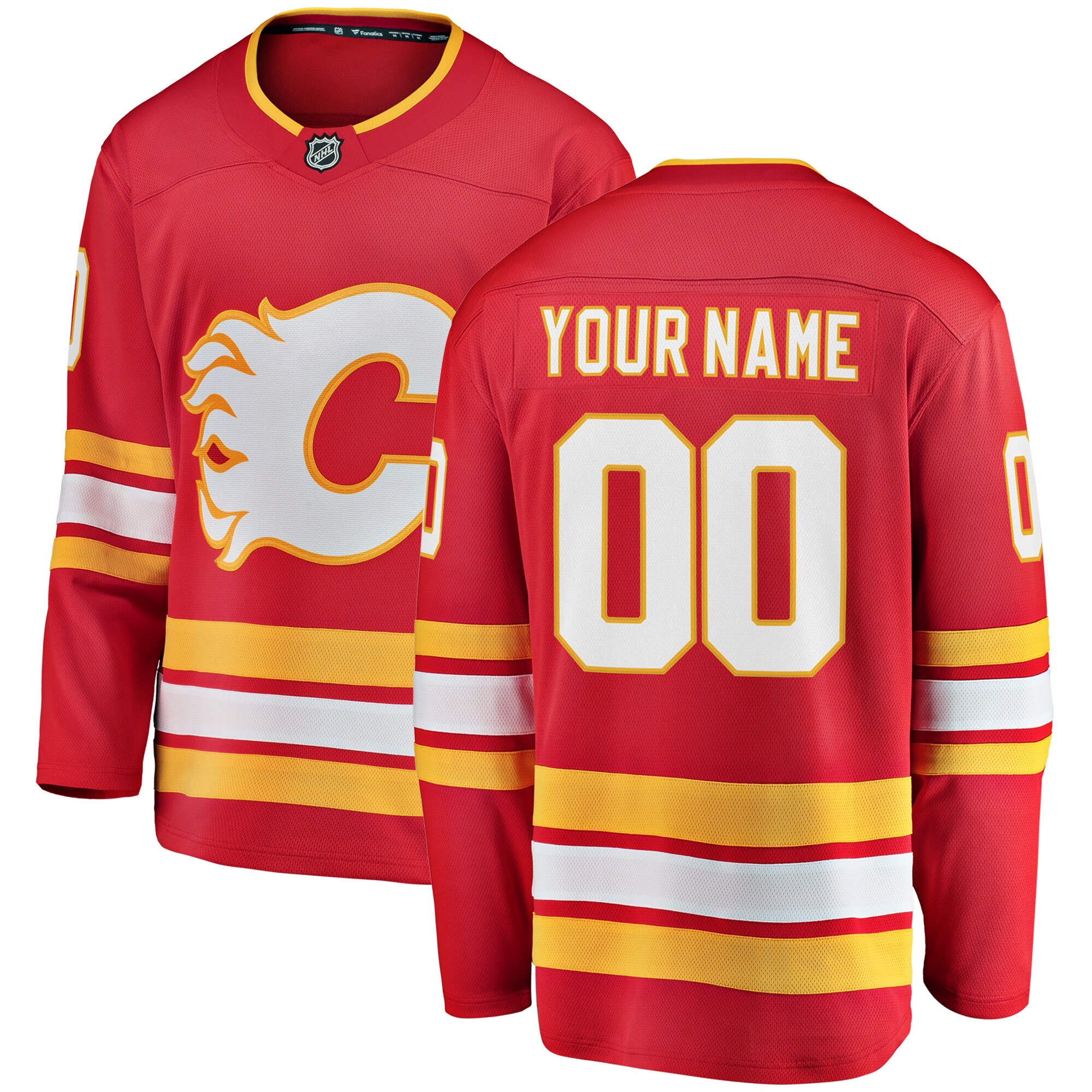 Calgary Flames Branded Home Breakaway Custom Jersey – Red