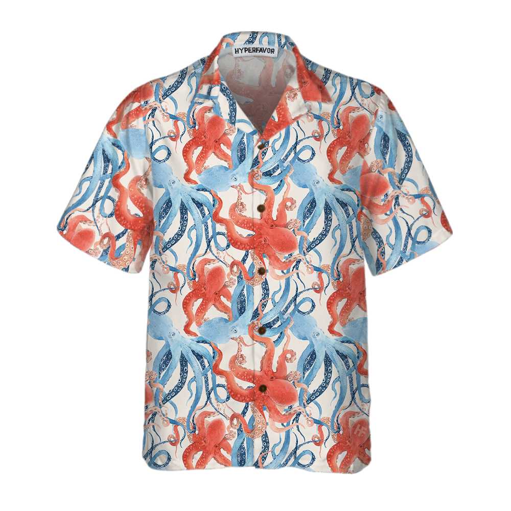 Beautiful Watercolor Octopus Seamless Pattern Hawaii Funny Shirt For Men Women Ha24492