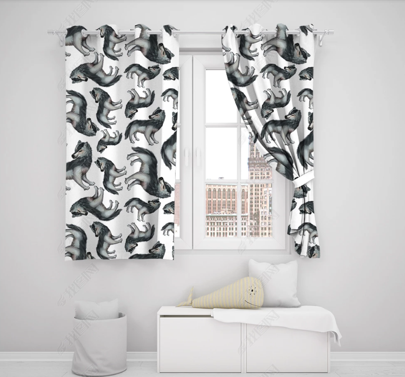 3D Hand Drawn Animal Wolf Curtains And Drapes Lqh 229