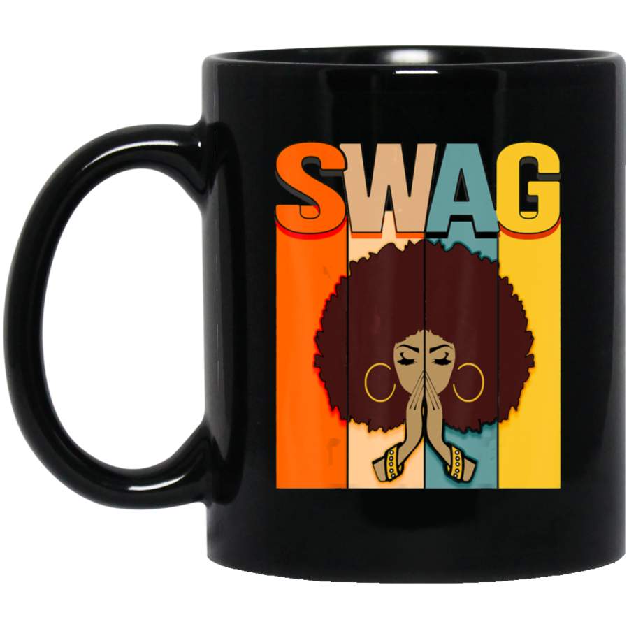 Swag Vintage Retro Melanin Black Afro Woman Queen Gift Coffee Mug