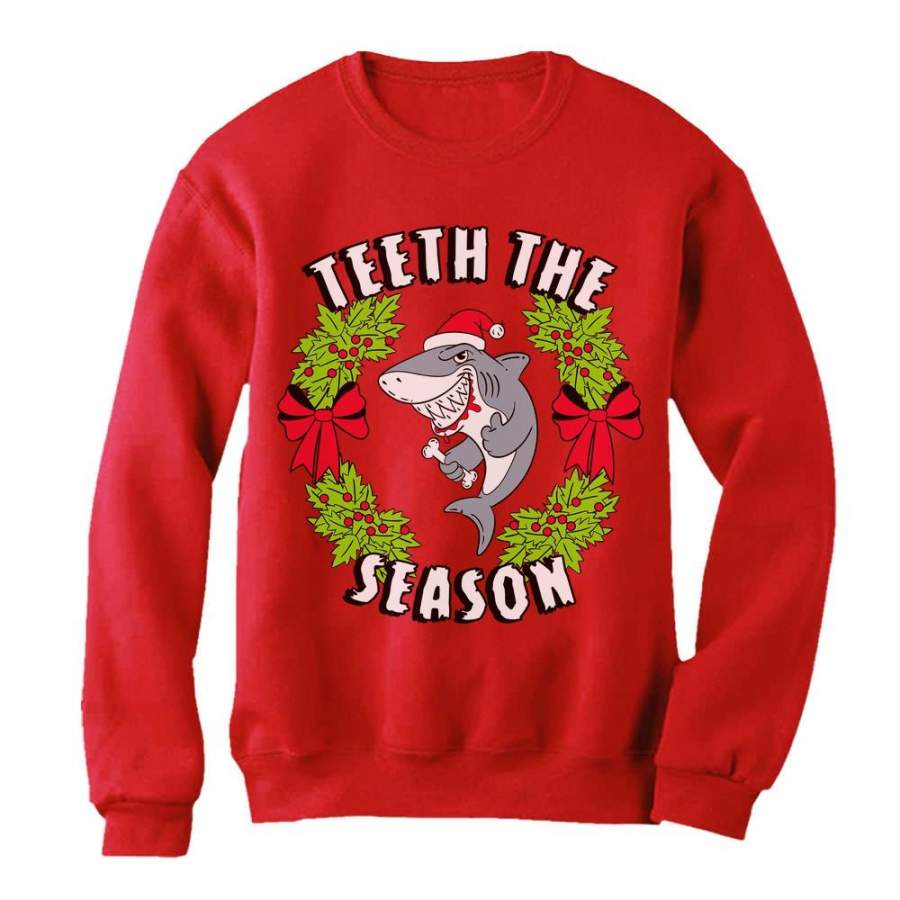 Teeth The Season Santa Shark Christmas Women Sweatshirt