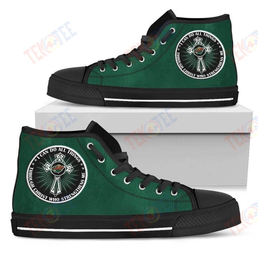 Mens Womens I Can Do All Things Through Christ Who Strengthens Me Minnesota Wild High Top Shoes TMT840