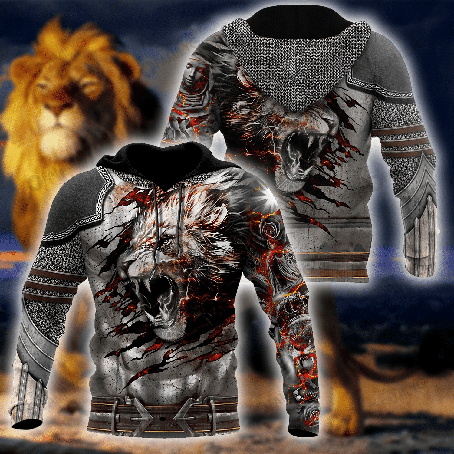 Amor Lion Tattoo 3D All Over Printed Hoodie Hp313344