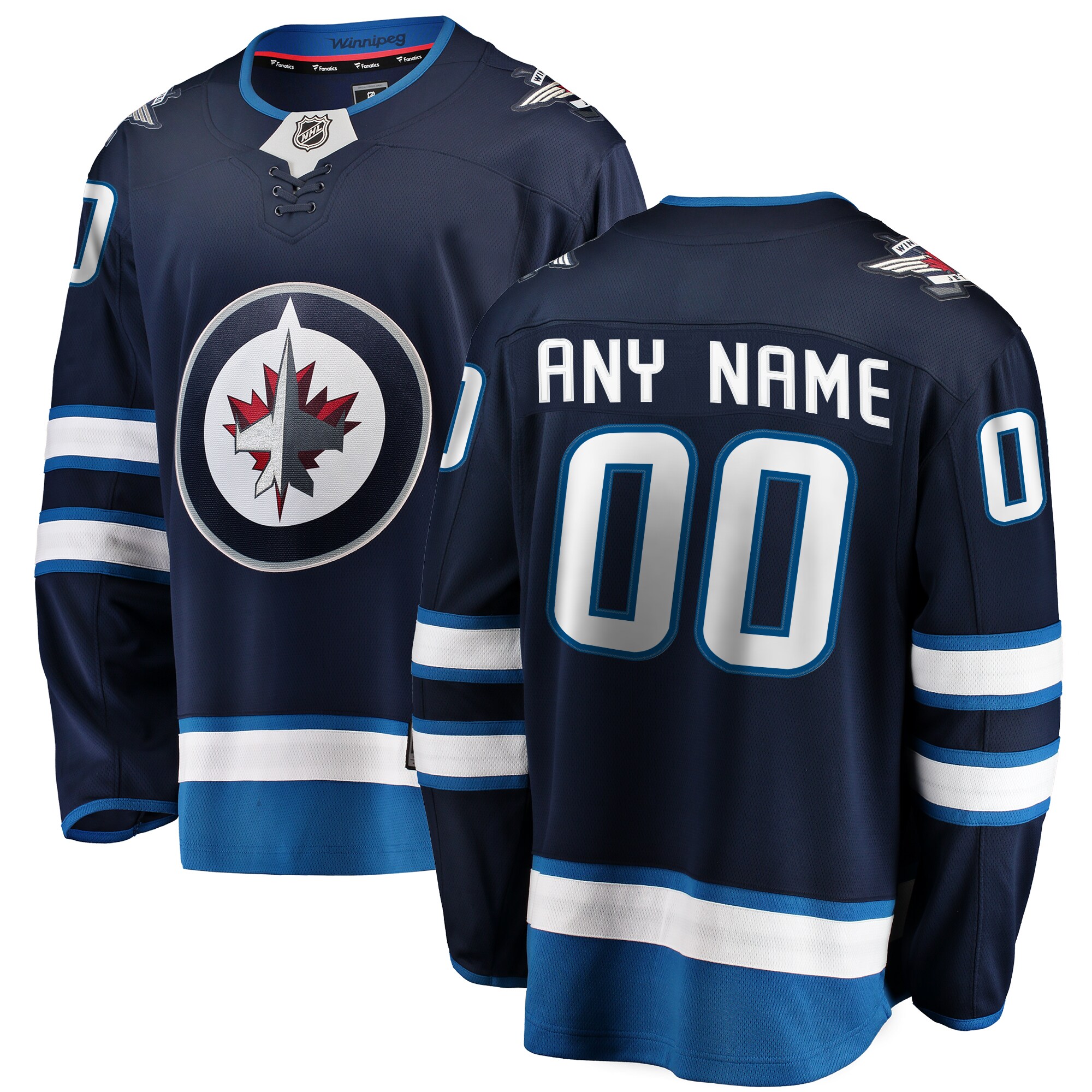 Winnipeg Jets Branded Home Breakaway Custom Jersey – Blue