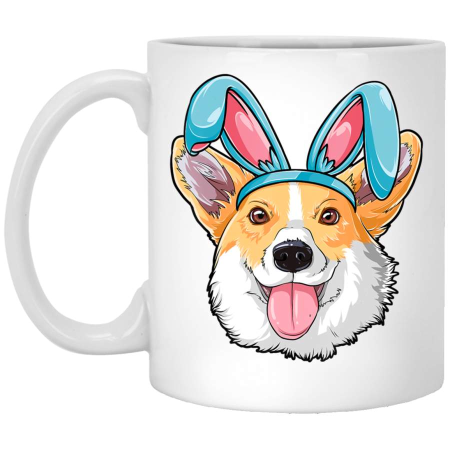 Easter Bunny Corgi Dog Boys Girl Men Black Mug Pet Owner, Dog Dad Mom Lover, Best Friends Gifts Funny Sayings Slogan Cute