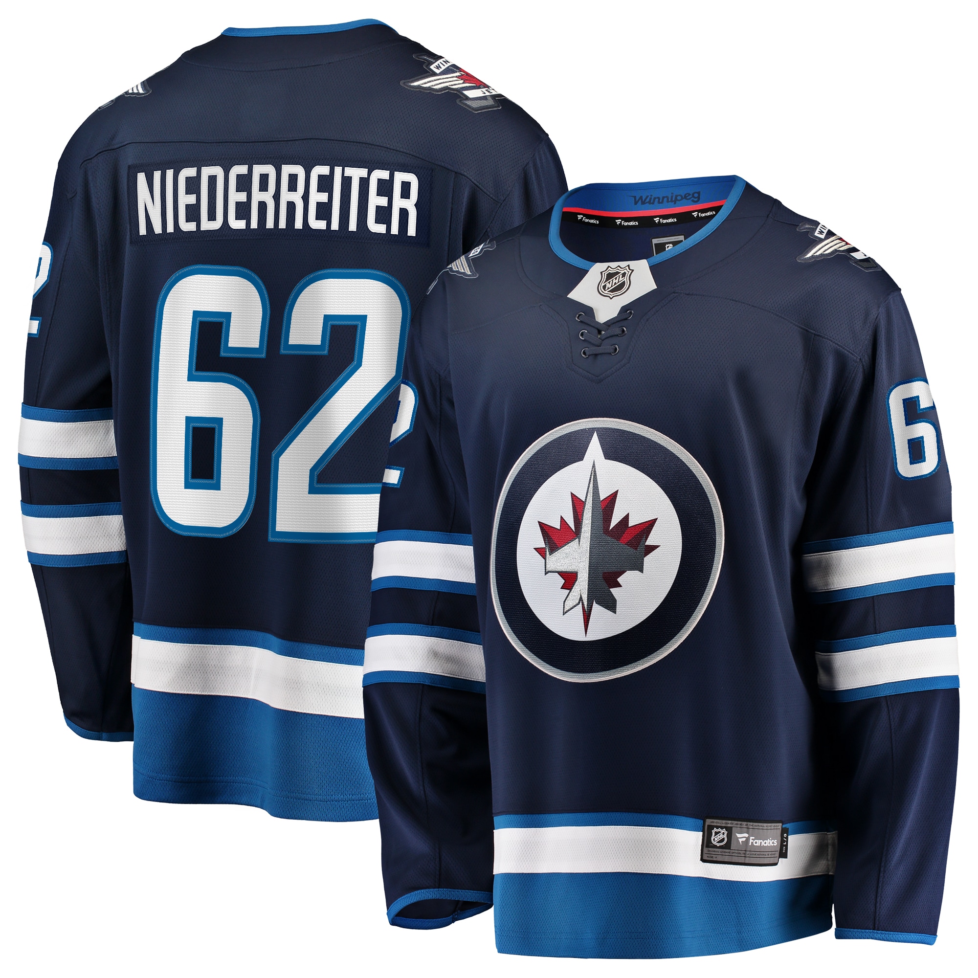 Nino Niederreiter Winnipeg Jets Branded Home Premier Breakaway Player Jersey – Navy