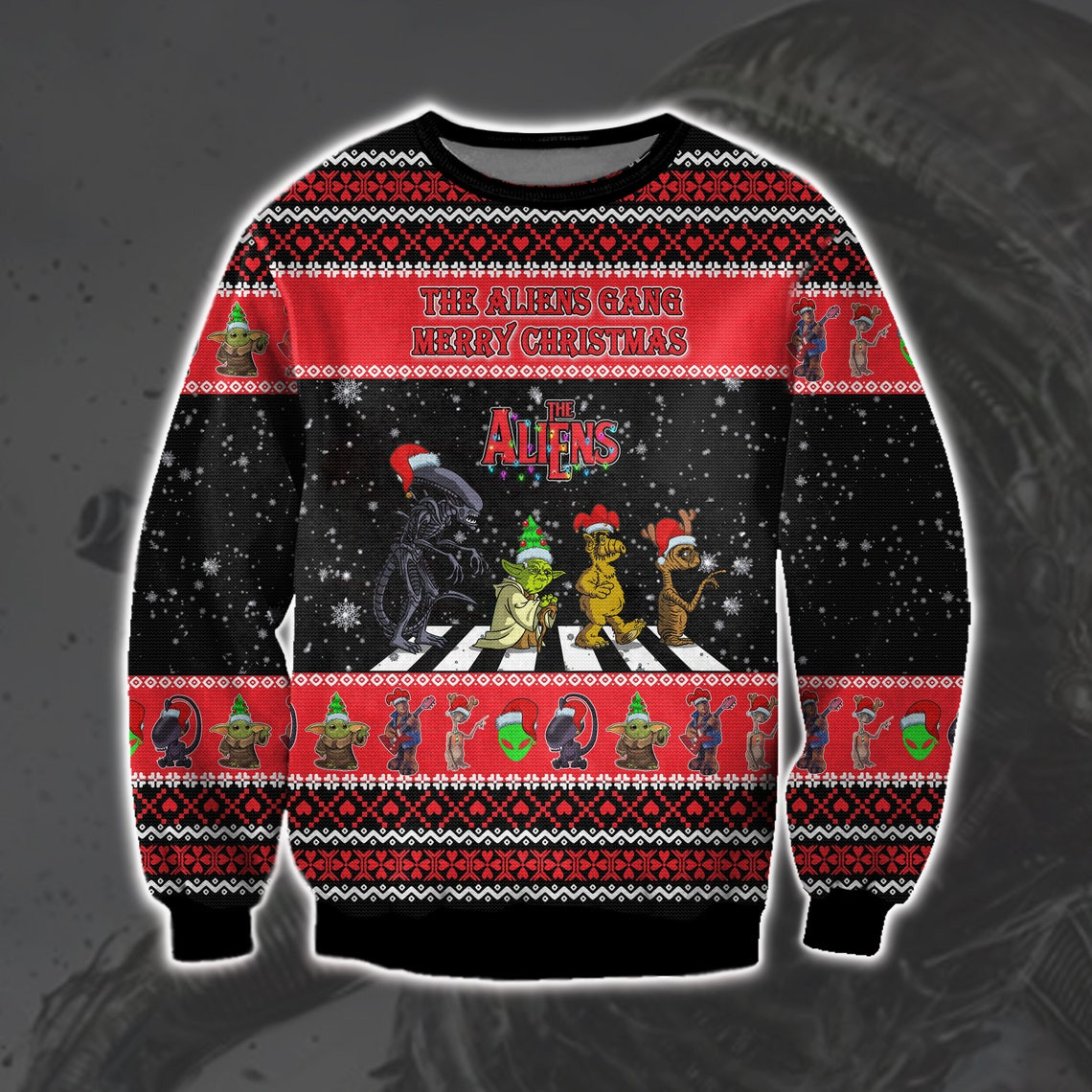 Aliens Movie Yoda Merry Christmas Ugly Sweatshirt, Christmas Ugly Sweater