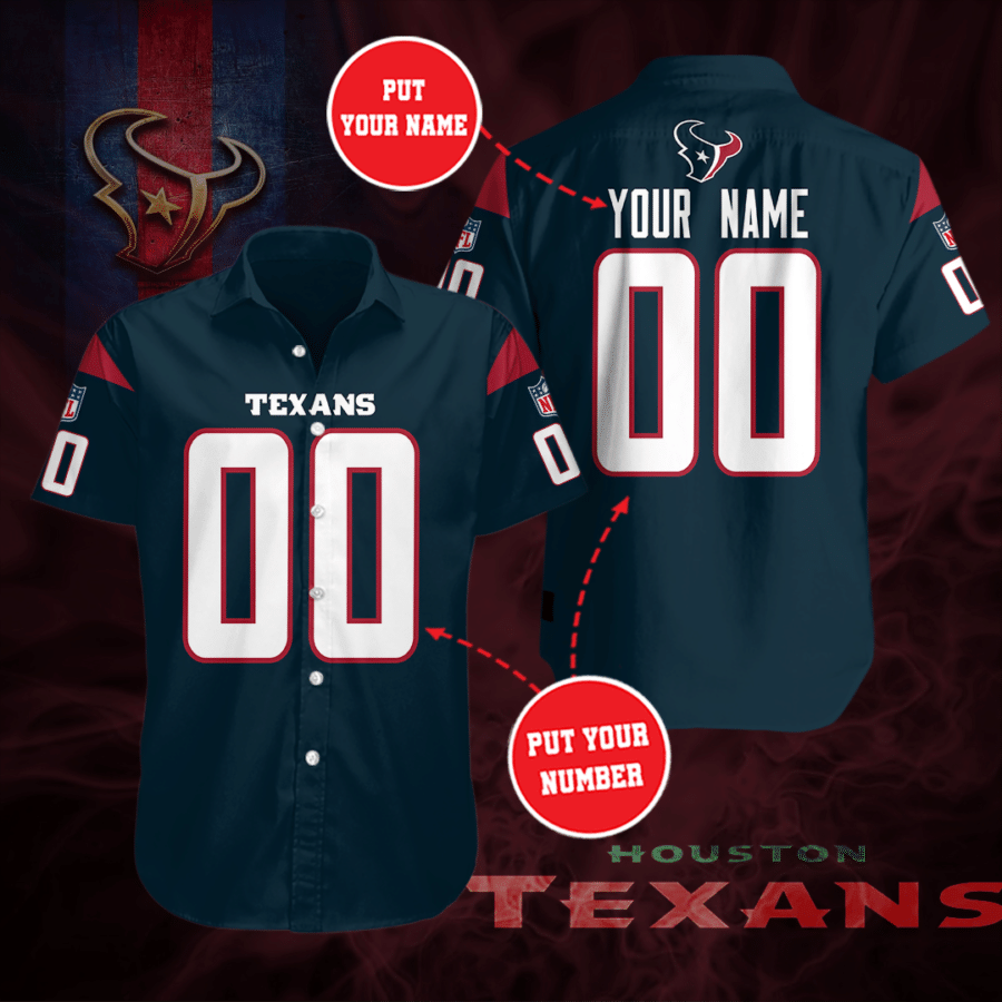 Personalized Houston Texans Football Team All Over Print 3D Hawaiian Shirt-Blue-Tph