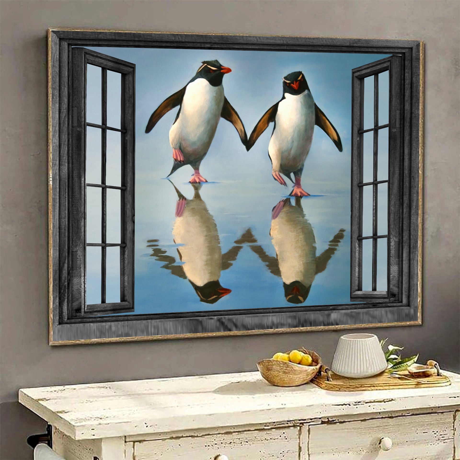 Penguin Wall Art 3D Painting Art North Pole Animal Home Decoration Gift Idea