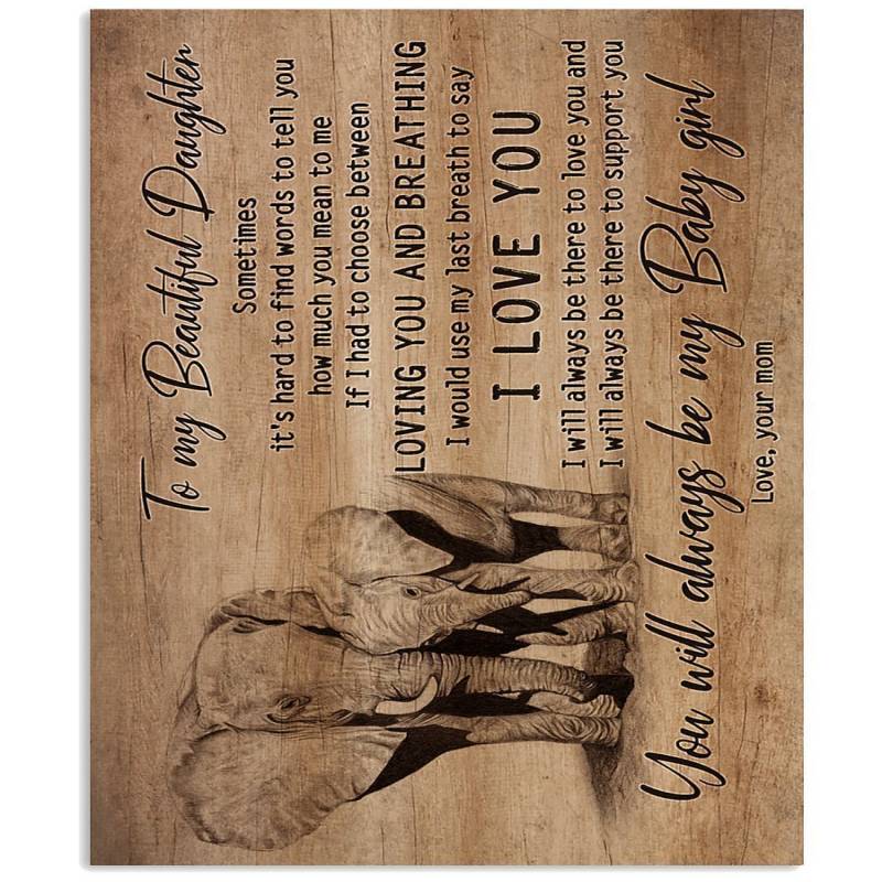 Elephants Love Message To Beautiful Daughter  For Family Vertical Poster