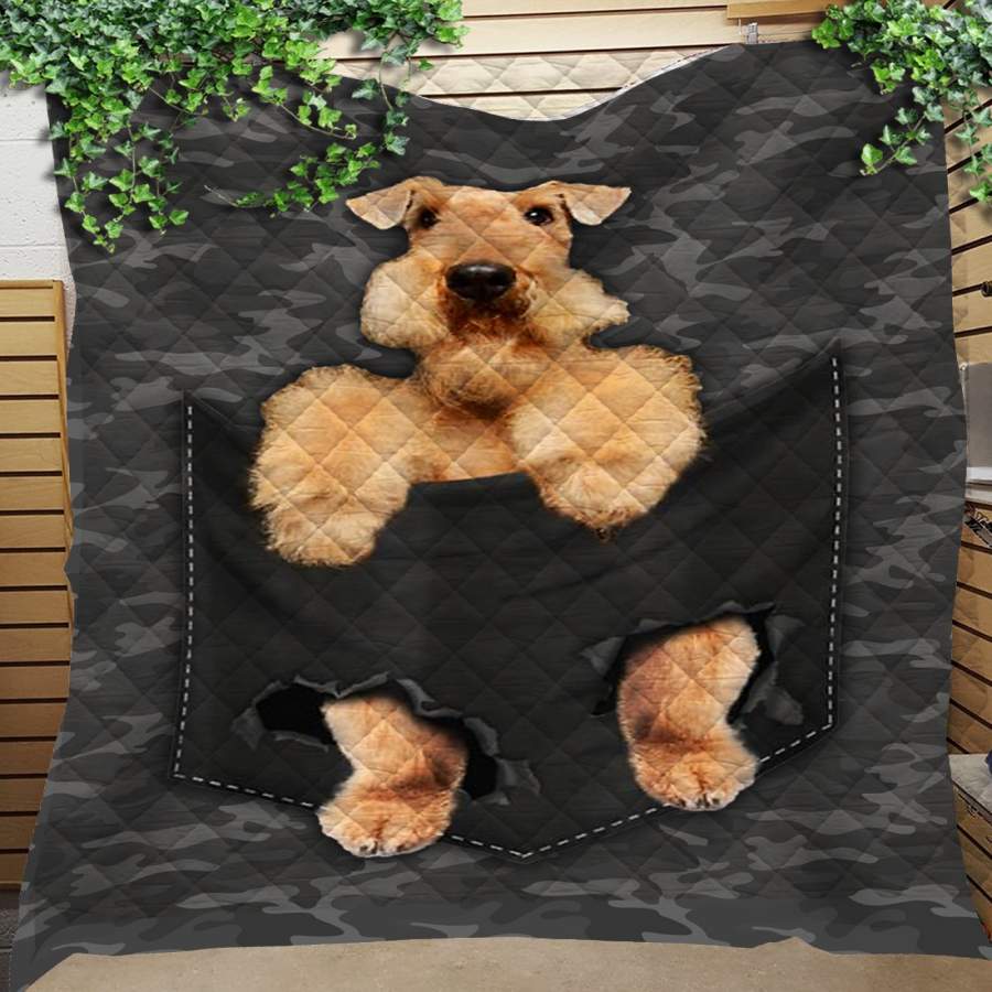 Custom Blanket Airedale Terrier Dog Pocket Blanket – Quilt Blanket