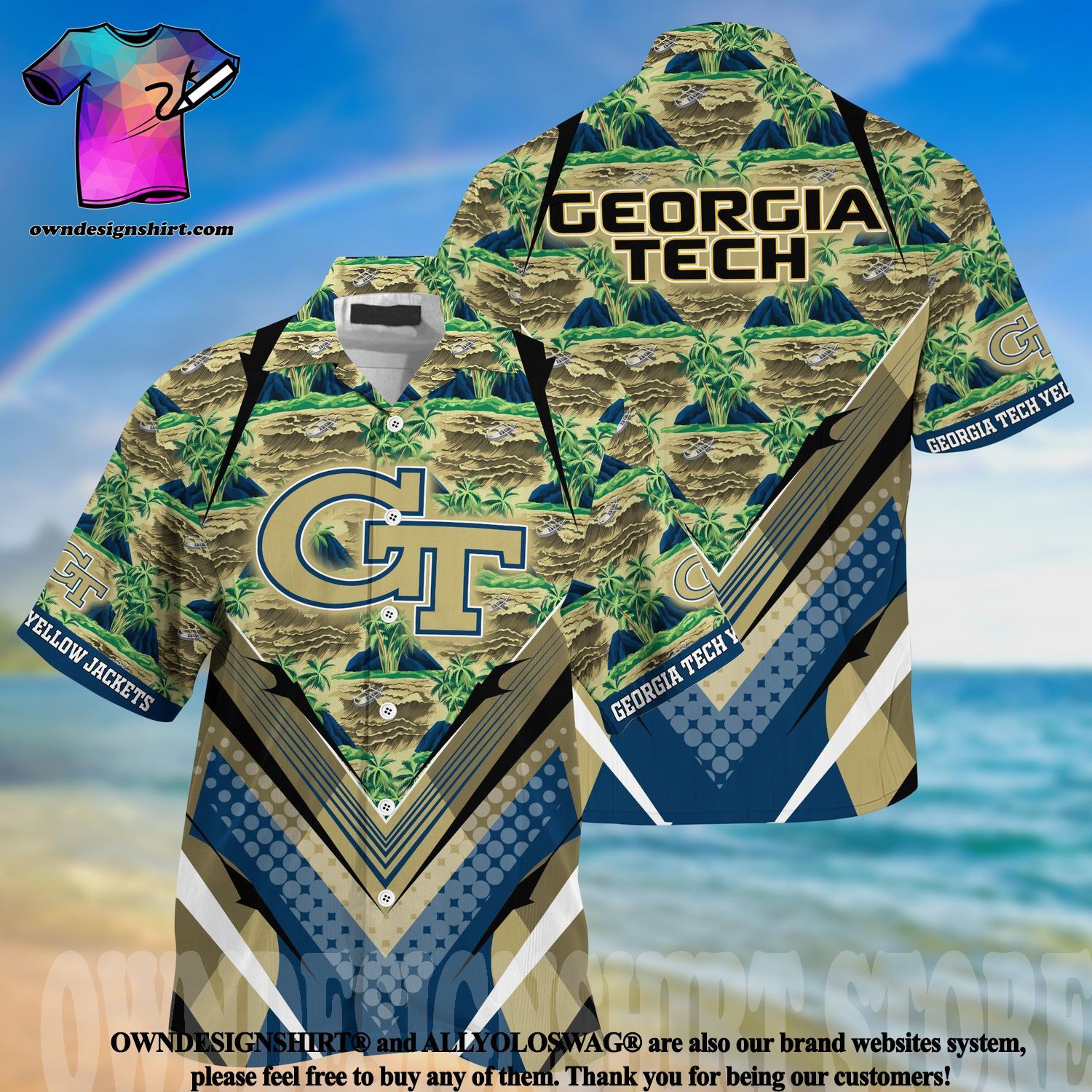 NCCA Georgia Tech Yellow Jackets Tropical Island Hawaiian Shirt