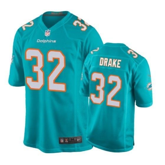 Dolphins Kenyan Drake Game Aqua Mens Jersey