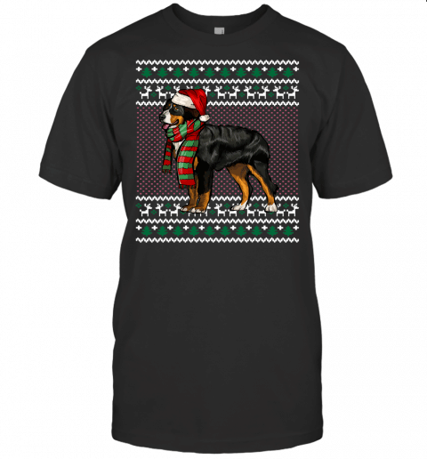 Xmas Bernese Mountain Dog Santa Hat Ugly Christmas T Shirt