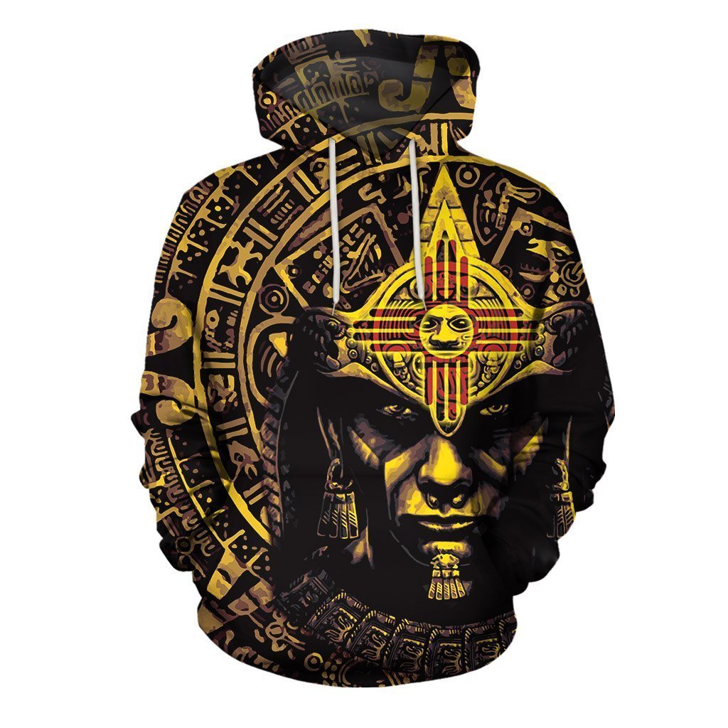 3D All Over Aztec Warrior Mexican Hoodie Yellow Adult 3D All Over Print, 3D Hoodie For Men & Women