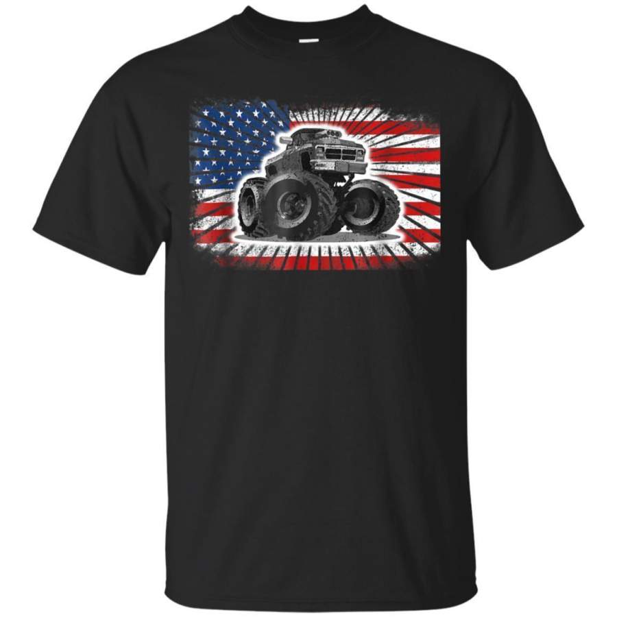 AGR Monster Truck American Usa Flag Big Size Cars Gift Tshirt Jaq T-shirt