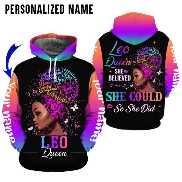 Leo Girl Black Queen Custom Name 3D All Over Print | For Men & Women | Adult | Cn2211