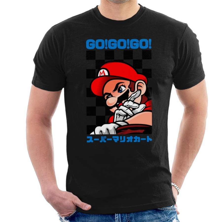 Go Go Go Super Mario Kart Retro Japanese Men’s T-Shirt